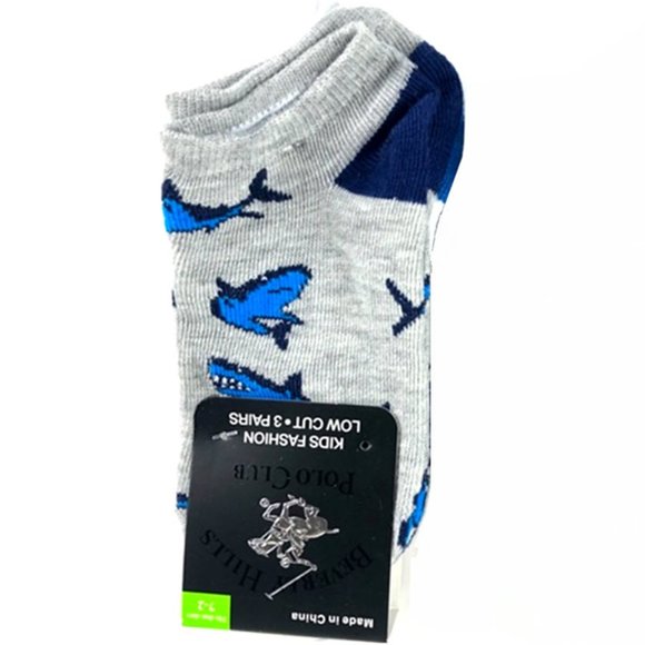 *3/$15* KIDS Shark + Checked + White/Blue Socks - Picture 1 of 4